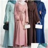 Etniska kläder marocko kaftan muslimska abaya kvinnor ärmlös klänning set 2 bit klänning dubai kimono cardigan mantel abayas eid ramadan dro dhn03