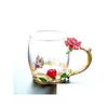 Verres à vin Beautif émail tasse d'eau verre ensemble de ménage fleur thé cristal café bière apporter un cadeau de mariage 320 / 350 ml Y200106 Drop D Dhfom