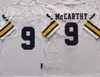 Maglia da calcio College JJ McCarthy 9 Maglia della squadra del Michigan Colore blu scuro Giallo bianco Taglia S-XXXL Maglia da uomo cucita