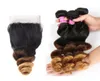 Przedpolowane surowe peruwiańskie Virgin Hair 34 wiązki z zamknięciem 1B430 Ombre Brown Blond Blonde Loose Fave Thka Human Hair Weves z Closur9760913