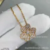 Designer Necklace VanCF Necklace Luxury Diamond Agate 18k Gold Clover Full Diamond Necklace Precision Plated Thick Gold Red Style