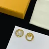 Luxe géométrique simple cercle cristal lettres oreille goujon or rose argent plaqué boucles d'oreilles célèbre designer mode femmes fête de mariage bijoux cadeau avec boîte