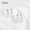 Boucles d'oreilles pendantes ZAKOL Vintage forme ovale Imitation perle brillant zircon cubique déclaration boucle d'oreille bijoux de mariage de mariée 2024