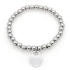 T Famille en acier inoxydable Décoration de la main Peach Heart Bracelet Perle Round Perle femme Titanium Steel Jewelry2024