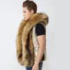 Futra Trend Męska kamizelka futra z kapturem Slim Fit Short Sleveless Fox Fur Jacket