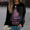 T-shirt da donna Happy 2024 Stampa T-shirt da donna Anno Festa Abito femminile Top Vacanze invernali Felpe a maniche corte Vestiti per ragazze