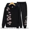 Womens Sportswear Sweatshirt Pants 2 PCS Fleece Printed Rose Designer Trend Pullovers Hoodies Set Män och kvinnor Tracksuit 240307