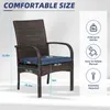 Kampmeubilair 2-pack rieten terraseetkamer gewatteerde kussens buiten rotan stoelen met armleuningsteun 350 lb bruin