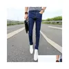 Men'S Jeans Spring Summer Skinny Jeans Mens Leisure Stretch Feet Pants Tight Black Length Trousers Pencil Men Drop Delivery Apparel M Dh07X