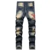 Jeans da uomo Uomo Tigre Ricamato Pantaloni in denim strappato Slin Fit Foro Distressed Streetwear Hip Hop Punk High Street Baggy Abbigliamento