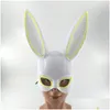 Party Masks Cosplay Mask Led Light Up Bunny Women Halloween Y Rabbit Dj Bar Night Club Costume Carnival Drop Delivery Dhiv8