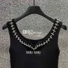 Tasarımcı T Shirt Kadın Tank Top Yaz Kırpılmış Kadın Nakış Trikoları Kadınlar Spor Top Basit Elmas Yelek