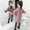 Giubbotti Giacca invernale in lana per ragazza 2024 Versione coreana Sintesi bifacciale Cappotto di moda di media lunghezza Abbigliamento casual per bambini