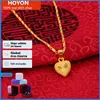 Chokers Hoyon revêtement Pure Dubai 24k Lovers Collier Fomen Women Wedding Gold Chain Designer Heart Pendant Bijoux 23264A