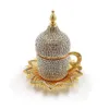 Ensemble de 6 tasses et soucoupes à café turc authentique, avec couvercles, décoration de maison arabe faite à la main, Espresso270D