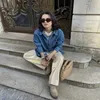 سراويل جينز للسيدات سراويل جينز Y2K أزياء كوريا كوريا عالية الخصر جينز قصير الجينز المرأة المذهب