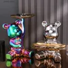 Dekorativa föremål Figurer bär hemdekorationstillbehör Cartoon Bear Animal Doll Fashion Storage Tray Piggy Bank Snacks Makeup Nyckelagring. T240309