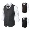 Men's Vests Mens Striped Business Suit Vest Slim Fit Double Breasted Sleeveless Dress Vintage Formal Tuxedo Waistcoat For Wedding Groom