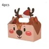 Décorations de Noël 4pcs sac à main non-tissé cadeaux sac de rangement dessin animé père noël bonhomme de neige imprimé fourre-tout pliable fournitures de fête