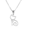 Everfast 10pc Lot Stainless Steel Necklace Lovely Sitting Cat Pendant Necklaces Women Kids Long Chain Party Lucky Gift SN008213A