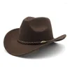 Berets Homens Western Cowboy Hat Mulheres Panamá Cowgirl Jazz Chapéus Outdoor Rider Wide Brim Fedora Caps Sombreros de Vaquero