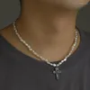 Colliers avec pendentif pour femmes et hommes, chaîne de cou tendance, bijoux en perles baroques, pour anniversaire de mariage