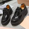 thick sole women lace up causal shoes runway designer high quality genuine leather new arrive women hot sale height increasing British style loafers