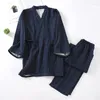 Męska odzież sutowa wiosna jesień mężczyźni japońskie piżamę zestawy męskiej bawełnianej szaty spa bokser kimono szaty domowe ubrania hombre