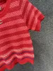 여성 디자이너 티셔츠 섹시한 슬림 니트 여성 스웨터 티셔츠 여름 풀오버 단락 티셔츠 여자 배꼽 패턴 티셔츠