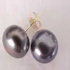 Orecchini a bottone con perle nere di Tahiti da 8-9 mm scatola in ORO 14k256n
