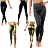 Capri kunstleren broek voor dames Stretchy skinny latex broek Moto Biker potloodbroek Festival Rave Clubwear Sexy paaldansbroek