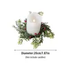 Decoratieve Bloemen 1 Stuks Kerst Kaarshouder Ornamenten Kunstmatige Pijnboomtakken Krans Creatieve Kerstfeest Bruiloft Tafel Home Decor