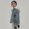 Jackets Children Clothing Boys Denim Jacket 2024 Fashionable Korean Style Casual Handsome Cool Long Sleeve Coat