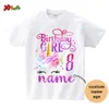 Unicórnio camisa de aniversário menina festa de família roupas combinando crianças conjuntos de nome personalizado família t 240226