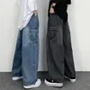 Mens Jeans Women Wide Leg Denim Cargo Pants Loose Straight Baggy Large Pocket Trousers Hip Hop Streetwear Male Clothing 240309