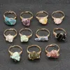 Cluster Rings Natural Crystal Stone Wire Wrap Couple Friends Healing Fluorite Amethysts Gold-color Resizable Rose Quartz Ring For Women