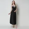 Womens Nightdress Lace Satin Nightgowns Sexig underkläder Long Chemise Sleepwear 240227