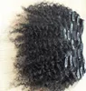 Brasilianisches lockiges Haar mit Clip in verworrenen Locken, unbehandelt, natürliche schwarze Farbe, menschliche Haarverlängerungen können gefärbt werden, 1 Stück. 8605795