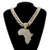Fashion Crystal Africa Map Pendant Necklace For Women Men's Hip Hop Accessories Jewelry Necklace Choker Cuban Link Chain Gift230i