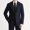 Men's Suits Dark Navy Men' S Suit 2 Pieces Blazer Pants Single Breasted Jacket Pinstripes Tuxedo Business Modern Wedding Groom Costume Homme