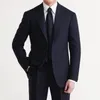 Herrkostnader Dark Navy Men's Suit 2 Pieces Blazer Pants Single Breasted Jacket Pinstripes Tuxedo Business Modern Wedding Groom Costume Homme