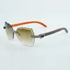 Fashionable micro cut lenses with full inlaid micro diamond sunglasses 8300817 high-quality natural orange wood leg sunglasses, size 60-18-135 mm