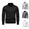 Pulls pour hommes Automne Hiver Mode Sweats à capuche Boutons à col haut Pull Couleur unie Chemise à fond chaud Veste Porter Pull