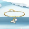 Microconjunto de brazalete de cola de pez con perlas de circón, conjunto de collar de oro de 14k, colgante de sirena, joyería para mujer