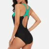 Swimwear Anfilia One Piece Women Sports Swimwear Sports Swimsuit Patchwork Beachwear fitness slim Bathing Suit Padded Bikini Monikini