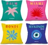 Kuddefodral Preppy Room Decoration Estetic Travel Cover Square Cushion Cover Lämplig för tonårs sovrum sovsal T240309