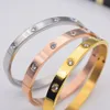 No Tarnish Branded Girls Jewelry Bracelet and Ring Set Stainless Steel Women Cuff Screw Bracelets Gold Bangle