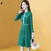 Casual Dresses Woman Elegant Autumn Long Sweater Dress Female Sleeve Thick A-Line Lady V-Neck Slim Sticked Bodycon Print G221