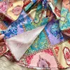 Casual Kleider Frauen Colorblock Wrap Mini Kleid Blumendruck V-ausschnitt Laterne Hülse Casual Strand Gürtel Lace Up Kurze Vestidos Dame Outfits 2024