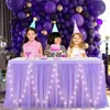 Tulle Table Skirt with LED Lights 6FT Cloth for Baby Shower Wedding Birthday Party Bar Home Valentines Day Decor 240307